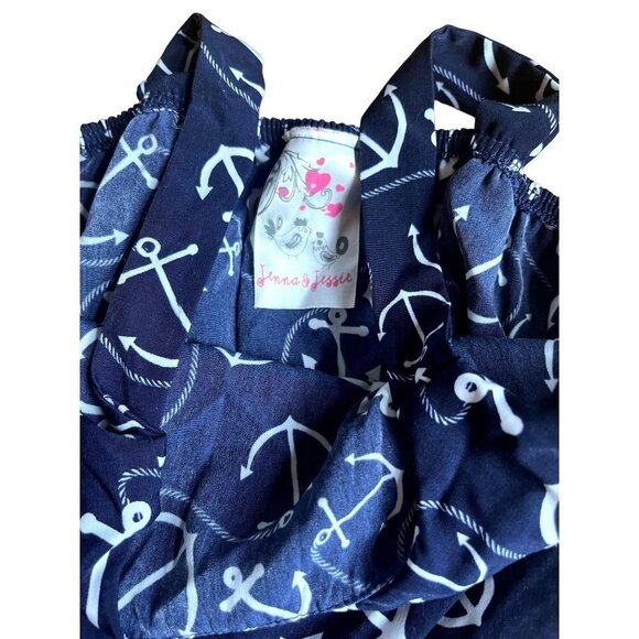 Jenna & Jesse Navy Blue Nautical Anchor Romper Girls 7/8 - Picture 13 of 14
